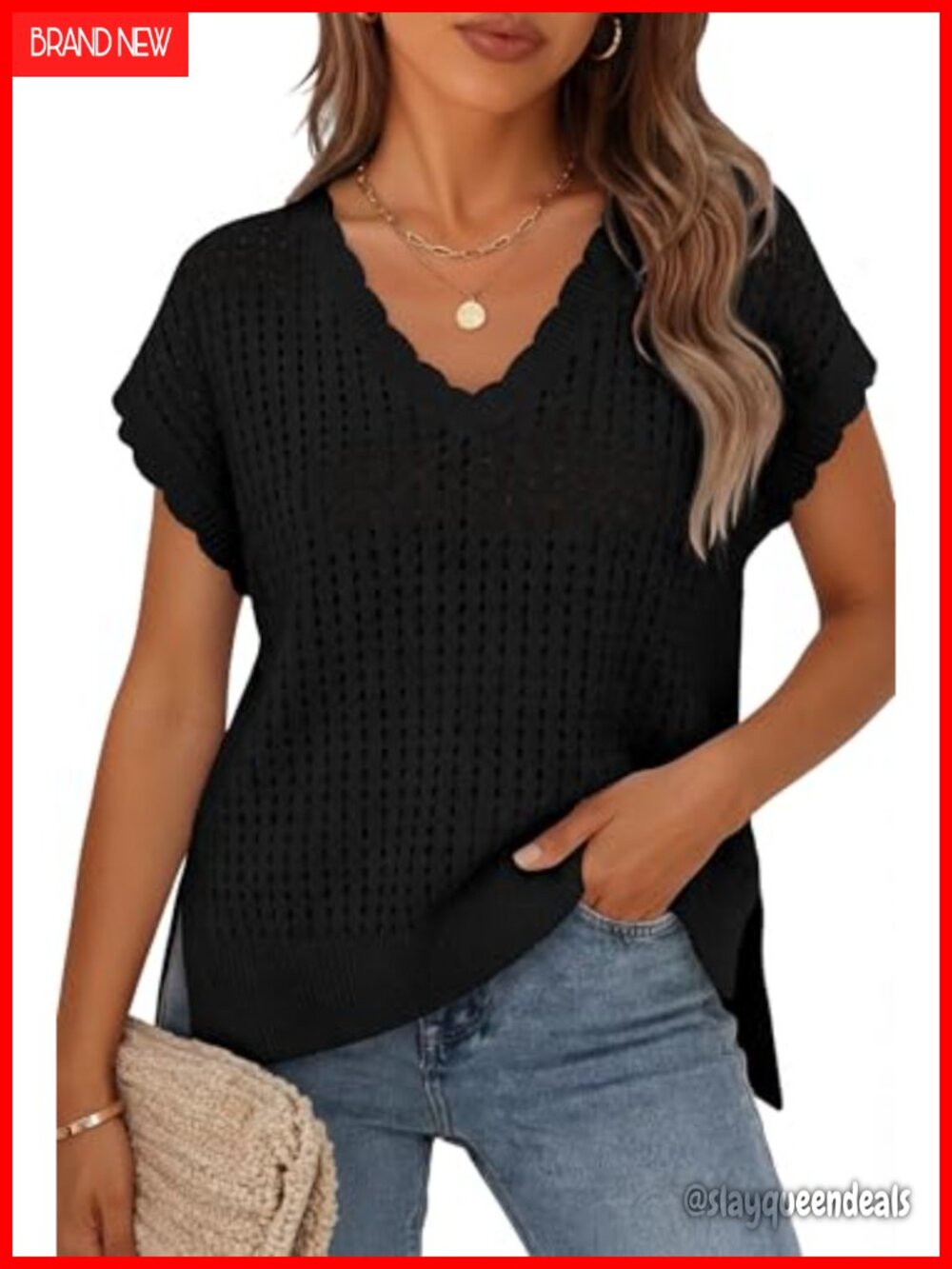 Summer Sweater Vest Crochet Eyelet Cap Sleeve Cute Beach Top